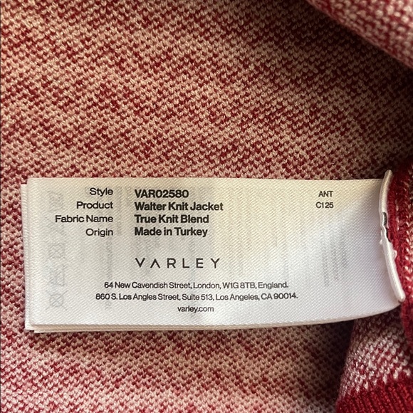 NWT Varley Red & White Walter Knit Gold double Zip Jacket Large - Picture 15 of 16